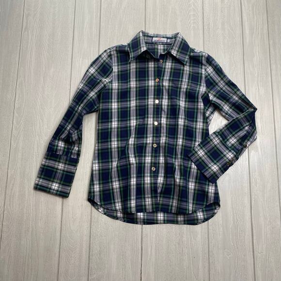 CK Bradley Women's Blue & Green Plaid Button Front Top Size Small - Picture 1 of 10